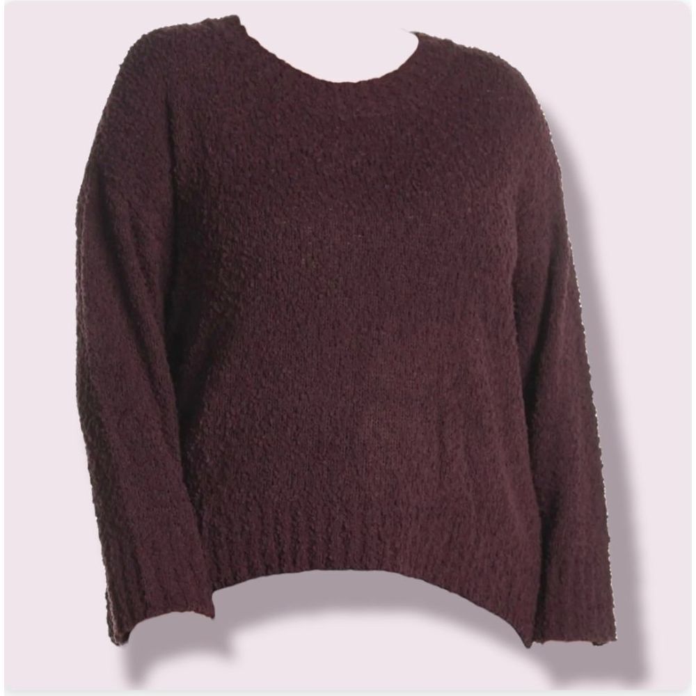 Crew neck Long sleeves Popcorn knit Sweater Ribbed trims 1X | Sanctuary